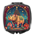Rhinoceros Christmas Compact Mirror Decorative Travel Makeup Mirror for Women Girls Gifts Pocket Makeup Mirror Folding Handheld