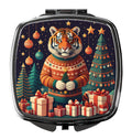 Tiger Christmas Compact Mirror Decorative Travel Makeup Mirror for Women Girls Gifts Pocket Makeup Mirror Folding Handheld