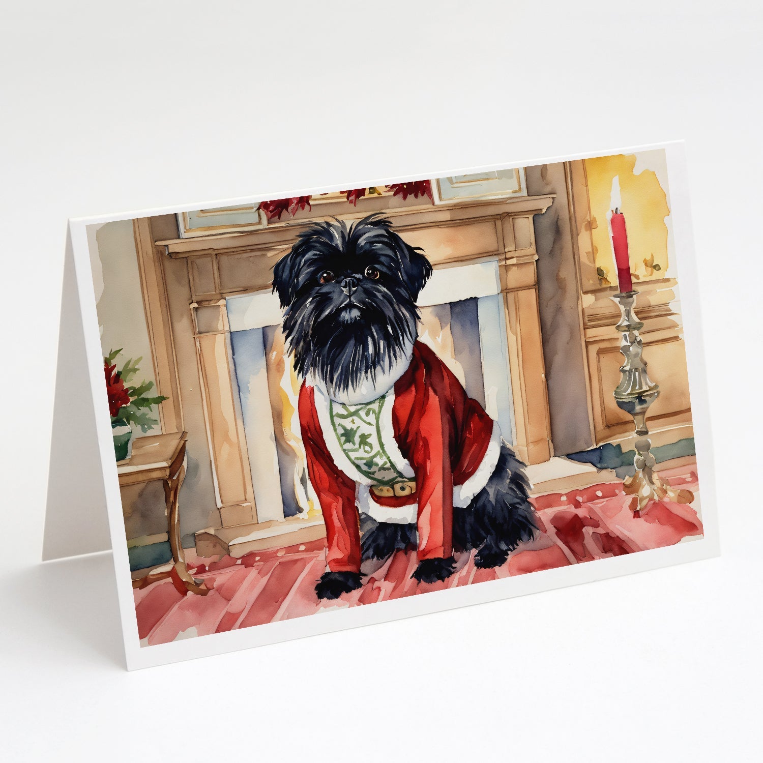 Affenpinscher Christmas Greeting Cards Pack of 8 Blank Cards with Envelopes Whimsical A7 Size 5x7
