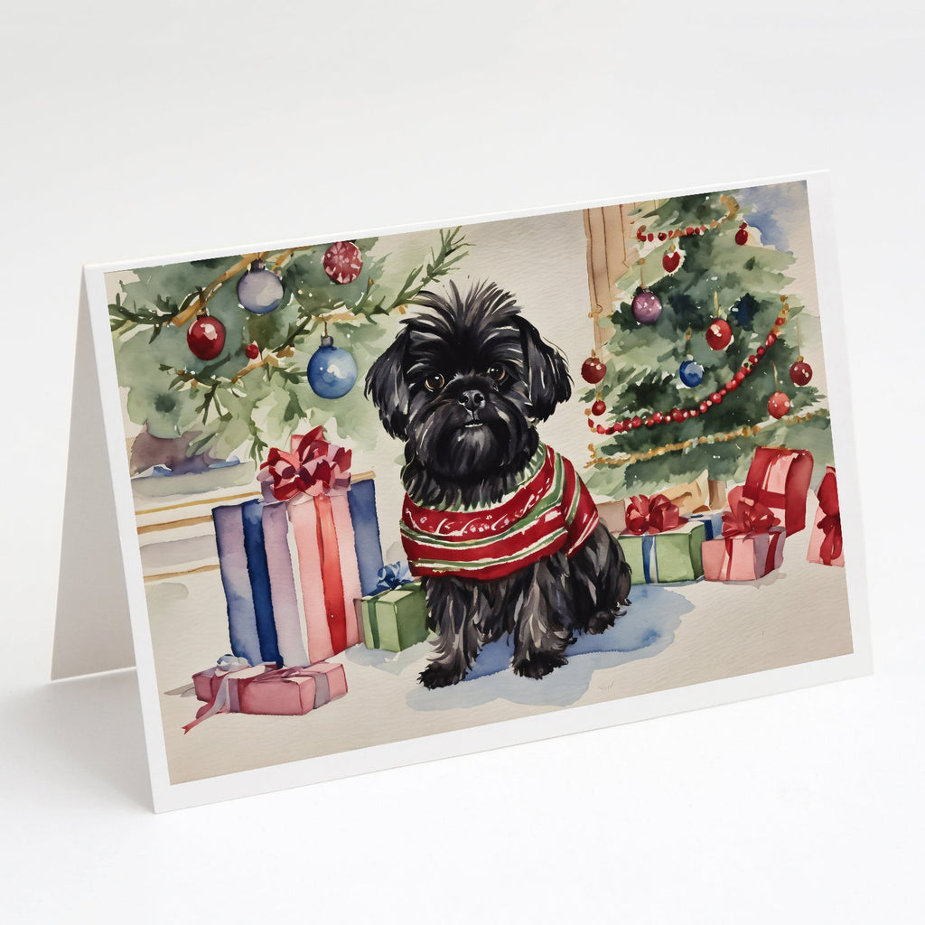 Affenpinscher Christmas Greeting Cards Pack of 8 Blank Cards with Envelopes Whimsical A7 Size 5x7