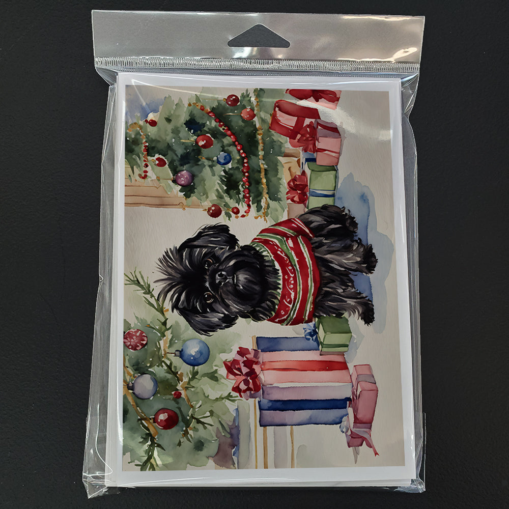 Affenpinscher Christmas Greeting Cards Pack of 8 Blank Cards with Envelopes Whimsical A7 Size 5x7