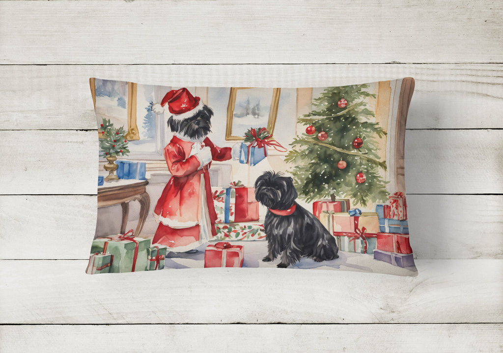 Affenpinscher Christmas Decorative Throw Pillow 12x16 Indoor Outdoor Accent Cushion, Fabric Cover with Insert for Sofa, Bed, Porch & Living Room