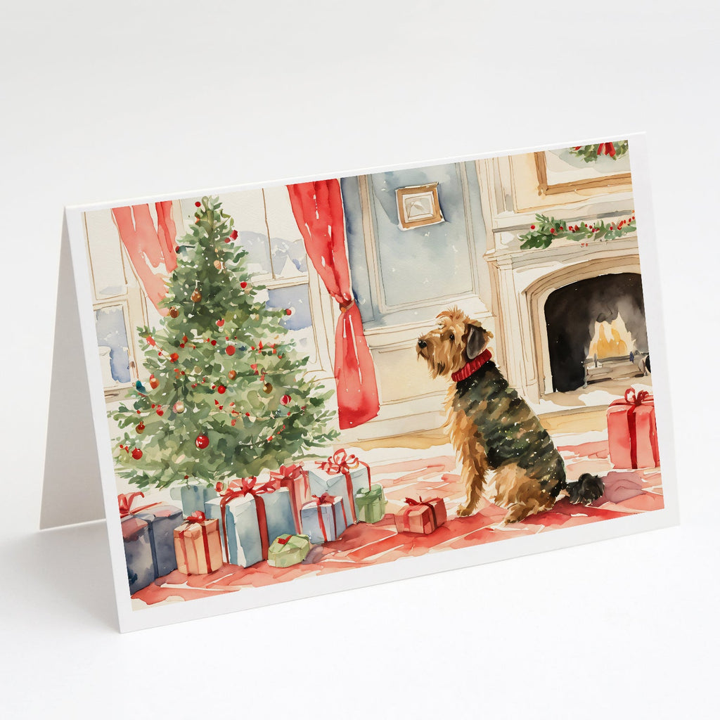 Airedale Terrier Christmas Greeting Cards Pack of 8 Blank Cards with Envelopes Whimsical A7 Size 5x7