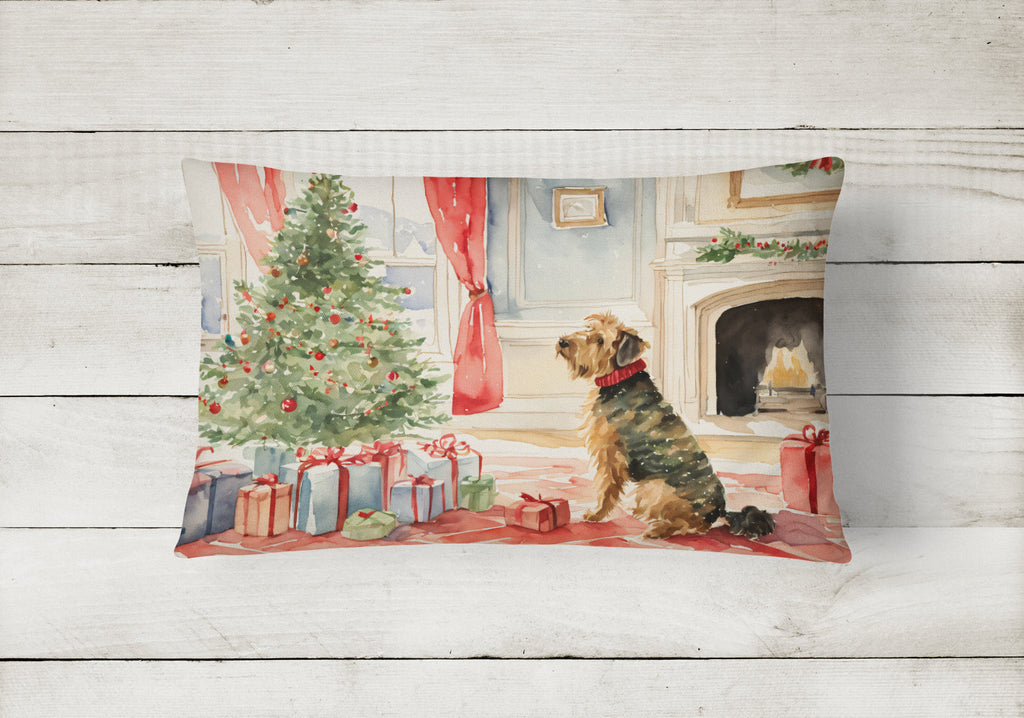 Airedale Terrier Christmas Decorative Throw Pillow 12x16 Indoor Outdoor Accent Cushion, Fabric Cover with Insert for Sofa, Bed, Porch & Living Room