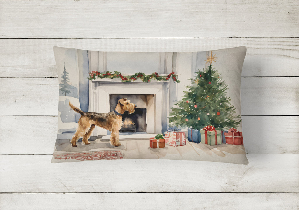 Airedale Terrier Christmas Decorative Throw Pillow 12x16 Indoor Outdoor Accent Cushion, Fabric Cover with Insert for Sofa, Bed, Porch & Living Room