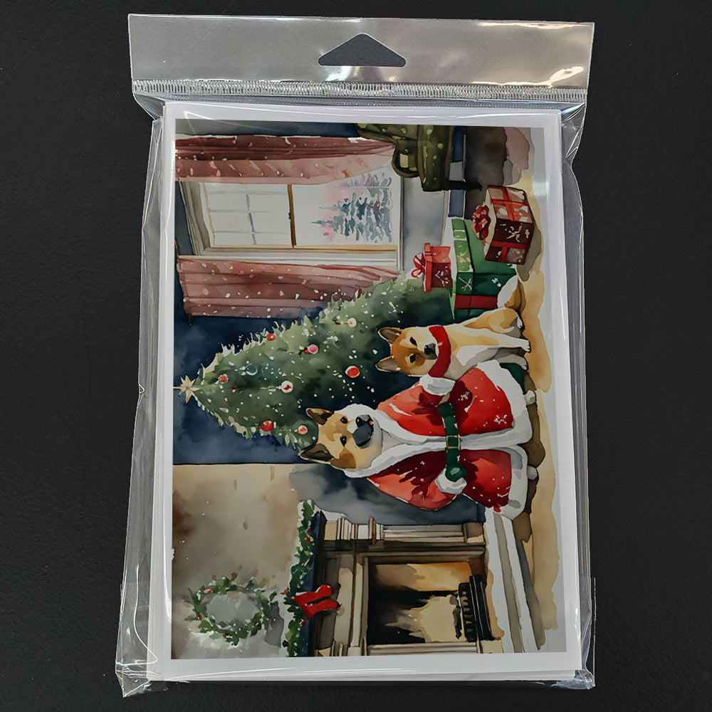 Akita Christmas Greeting Cards Pack of 8 Blank Cards with Envelopes Whimsical A7 Size 5x7