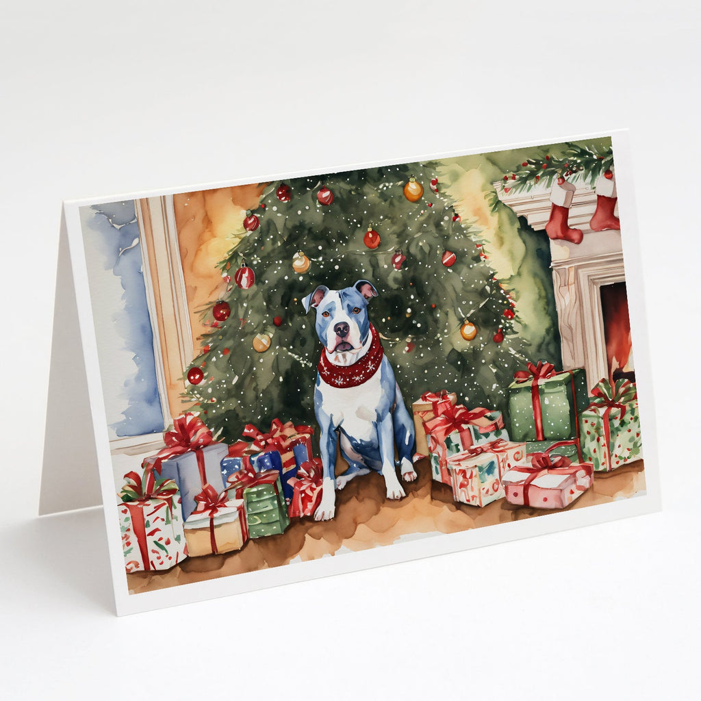 Pit Bull Terrier Christmas Greeting Cards Pack of 8 Blank Cards with Envelopes Whimsical A7 Size 5x7