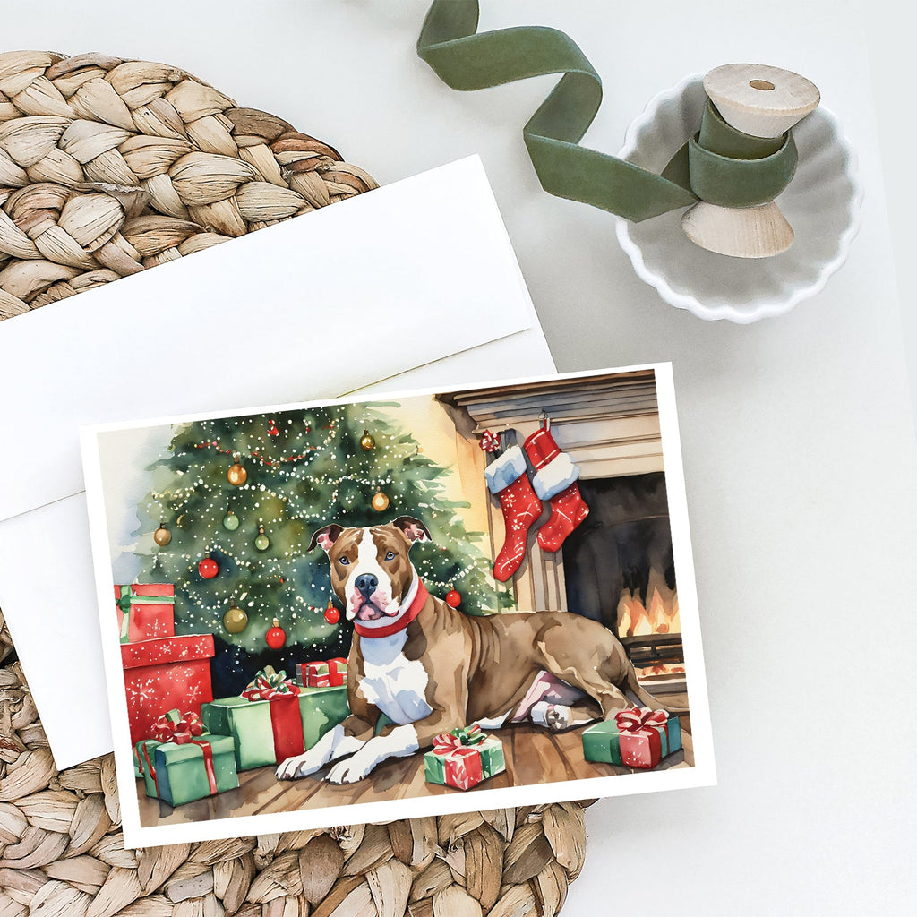 Pit Bull Terrier Christmas Greeting Cards Pack of 8 Blank Cards with Envelopes Whimsical A7 Size 5x7