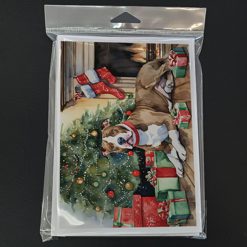 Pit Bull Terrier Christmas Greeting Cards Pack of 8 Blank Cards with Envelopes Whimsical A7 Size 5x7