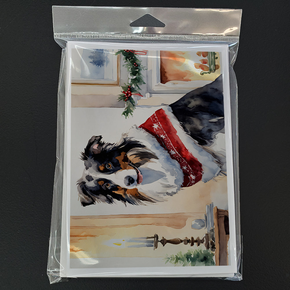 Australian Shepherd Christmas Greeting Cards Pack of 8 Blank Cards with Envelopes Whimsical A7 Size 5x7