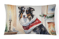 Australian Shepherd Christmas Decorative Throw Pillow 12x16 Indoor Outdoor Accent Cushion, Fabric Cover with Insert for Sofa, Bed, Porch & Living Room