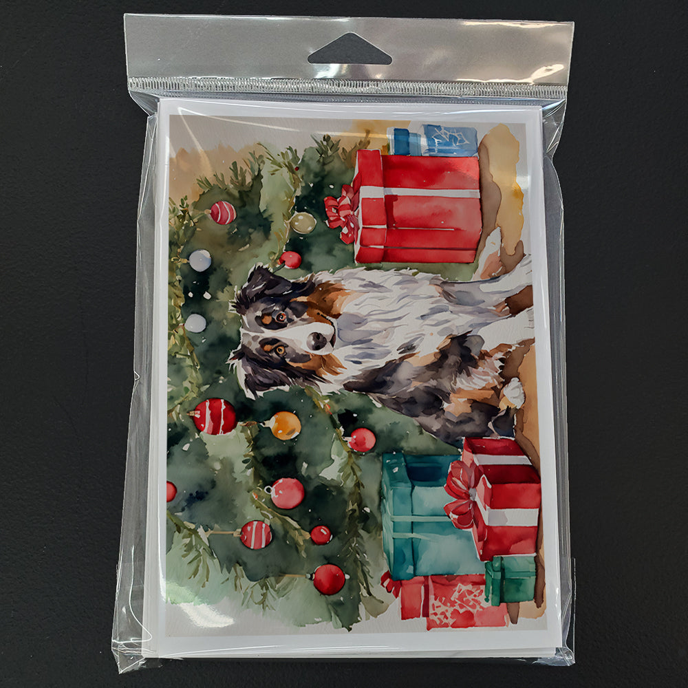 Australian Shepherd Christmas Greeting Cards Pack of 8 Blank Cards with Envelopes Whimsical A7 Size 5x7