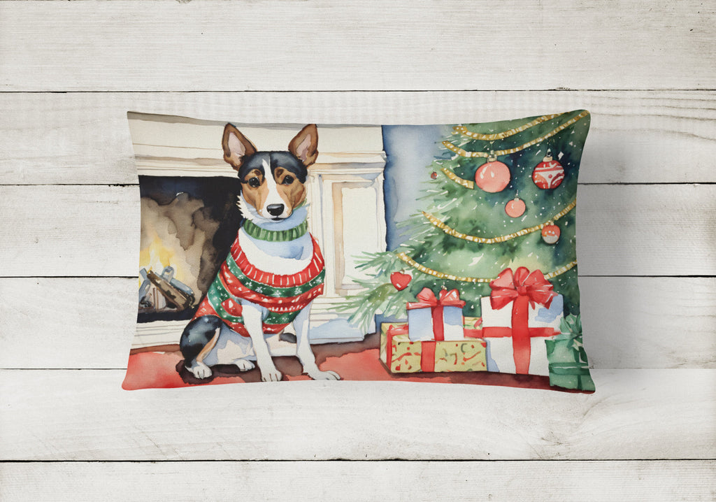Basenji Christmas Decorative Throw Pillow 12x16 Indoor Outdoor Accent Cushion, Fabric Cover with Insert for Sofa, Bed, Porch & Living Room