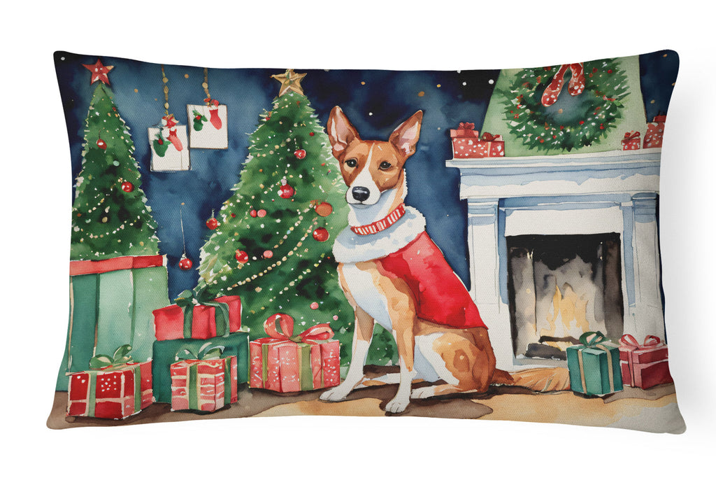 Basenji Christmas Decorative Throw Pillow 12x16 Indoor Outdoor Accent Cushion, Fabric Cover with Insert for Sofa, Bed, Porch & Living Room