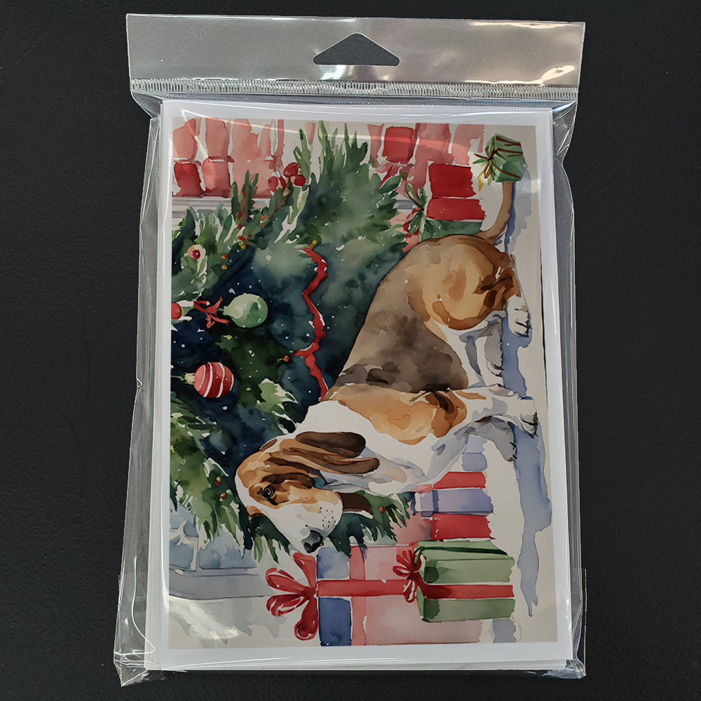 Basset Hound Christmas Greeting Cards Pack of 8 Blank Cards with Envelopes Whimsical A7 Size 5x7