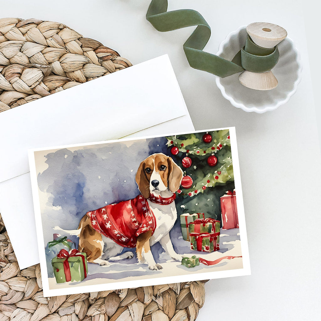 Beagle Christmas Greeting Cards Pack of 8 Blank Cards with Envelopes Whimsical A7 Size 5x7