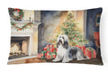 Bearded Collie Christmas Decorative Throw Pillow 12x16 Indoor Outdoor Accent Cushion, Fabric Cover with Insert for Sofa, Bed, Porch & Living Room