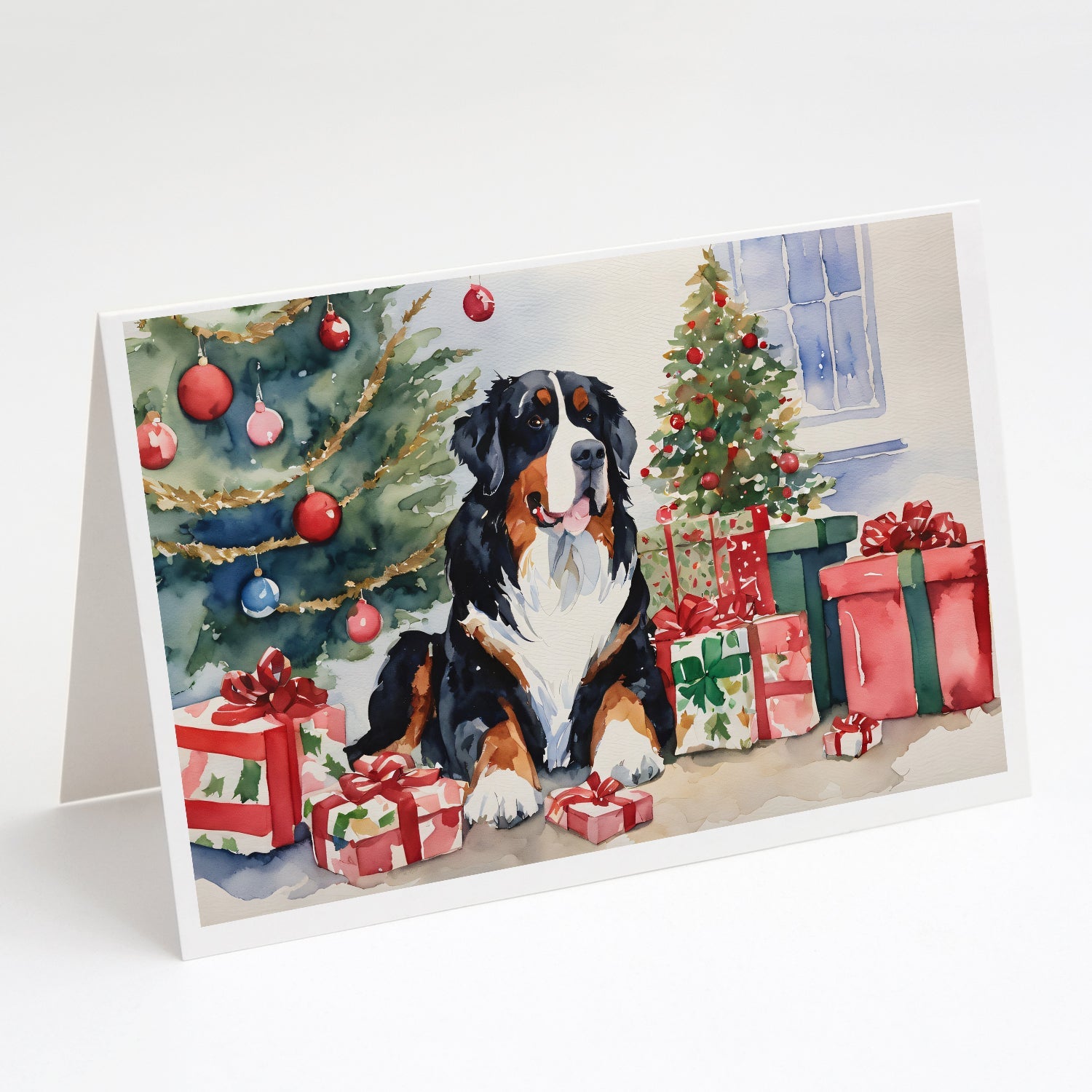 Bernese Mountain Dog Christmas Greeting Cards Pack of 8 Blank Cards with Envelopes Whimsical A7 Size 5x7