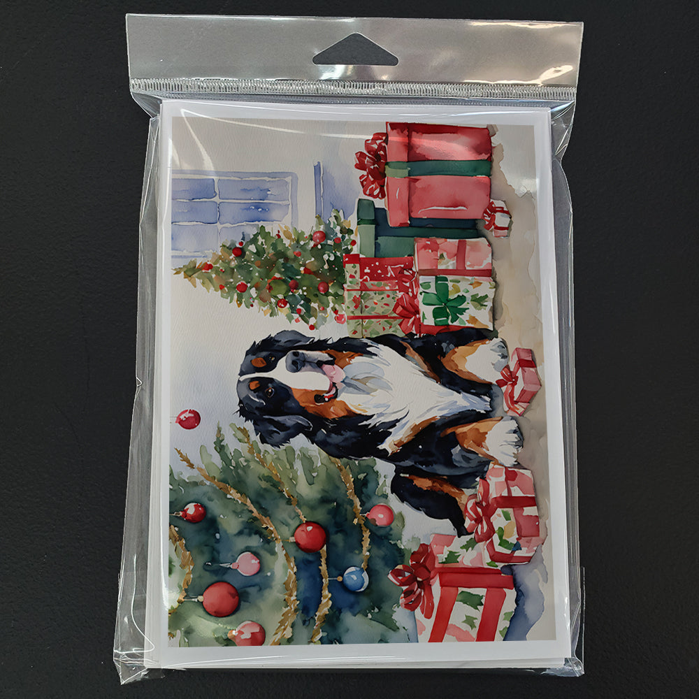 Bernese Mountain Dog Christmas Greeting Cards Pack of 8 Blank Cards with Envelopes Whimsical A7 Size 5x7