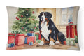 Bernese Mountain Dog Christmas Decorative Throw Pillow 12x16 Indoor Outdoor Accent Cushion, Fabric Cover with Insert for Sofa, Bed, Porch & Living Room