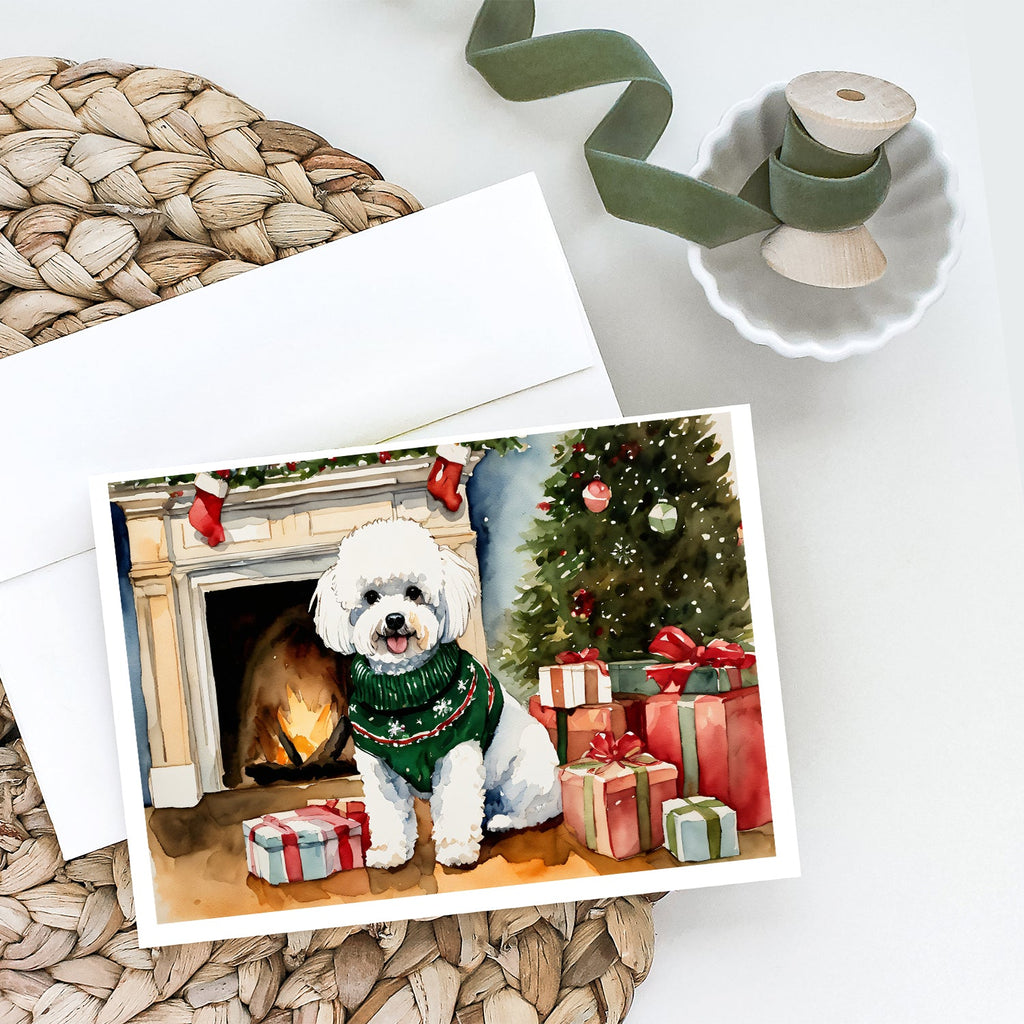 Bichon Frise Christmas Greeting Cards Pack of 8 Blank Cards with Envelopes Whimsical A7 Size 5x7