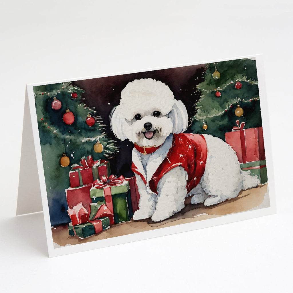 Bichon Frise Christmas Greeting Cards Pack of 8 Blank Cards with Envelopes Whimsical A7 Size 5x7