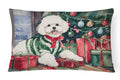 Bichon Frise Christmas Decorative Throw Pillow 12x16 Indoor Outdoor Accent Cushion, Fabric Cover with Insert for Sofa, Bed, Porch & Living Room