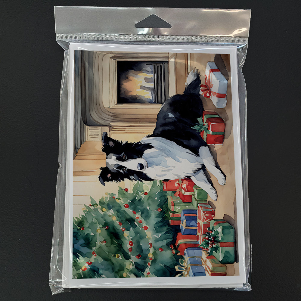 Border Collie Christmas Greeting Cards Pack of 8 Blank Cards with Envelopes Whimsical A7 Size 5x7