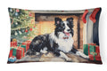 Border Collie Christmas Decorative Throw Pillow 12x16 Indoor Outdoor Accent Cushion, Fabric Cover with Insert for Sofa, Bed, Porch & Living Room