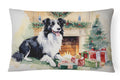 Border Collie Christmas Decorative Throw Pillow 12x16 Indoor Outdoor Accent Cushion, Fabric Cover with Insert for Sofa, Bed, Porch & Living Room