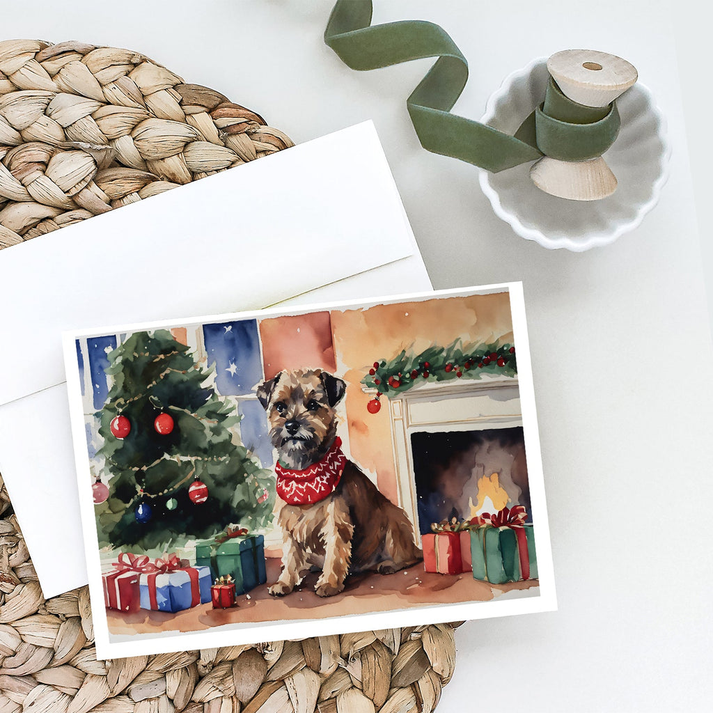 Border Terrier Christmas Greeting Cards Pack of 8 Blank Cards with Envelopes Whimsical A7 Size 5x7