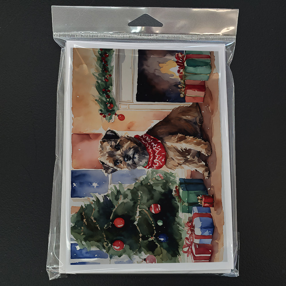 Border Terrier Christmas Greeting Cards Pack of 8 Blank Cards with Envelopes Whimsical A7 Size 5x7