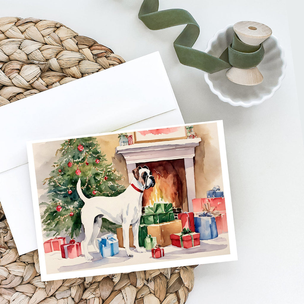 White Boxer Christmas Greeting Cards Pack of 8 Blank Cards with Envelopes Whimsical A7 Size 5x7