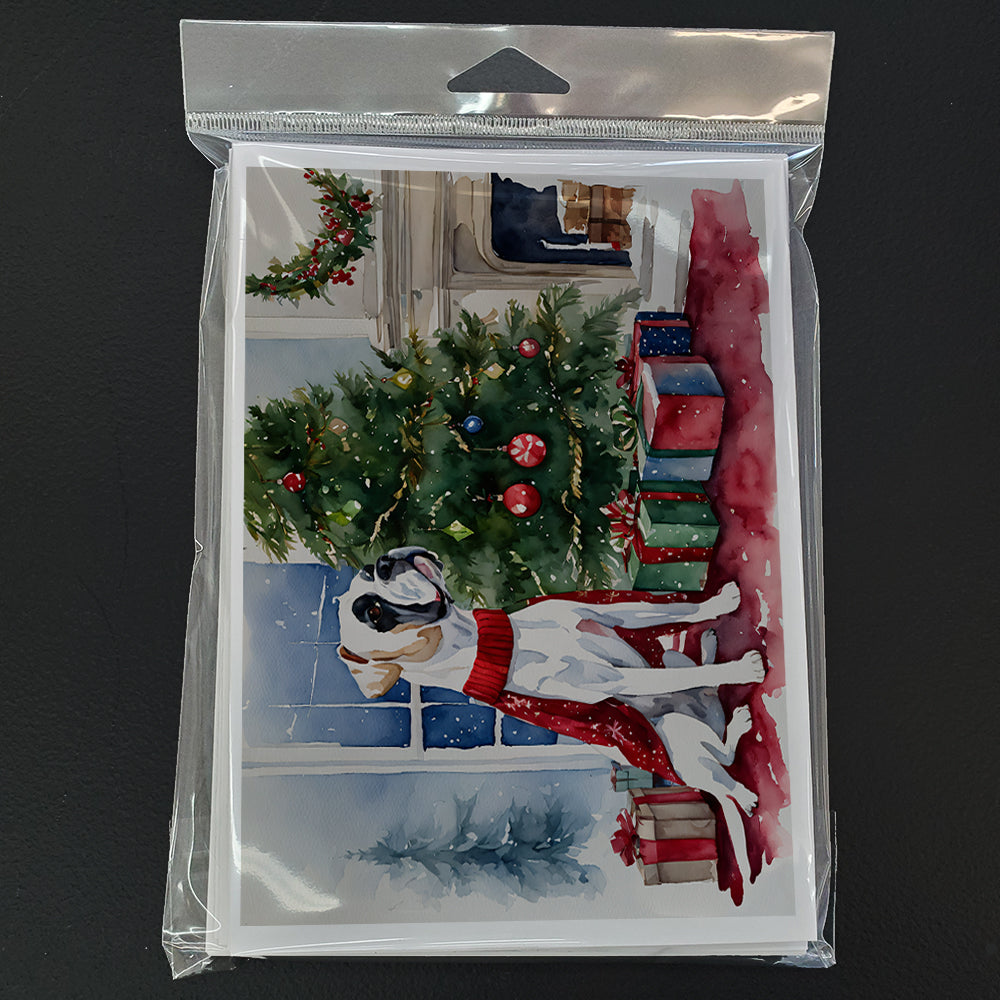 White Boxer Christmas Greeting Cards Pack of 8 Blank Cards with Envelopes Whimsical A7 Size 5x7