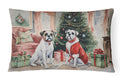 White Boxer Christmas Decorative Throw Pillow 12x16 Indoor Outdoor Accent Cushion, Fabric Cover with Insert for Sofa, Bed, Porch & Living Room