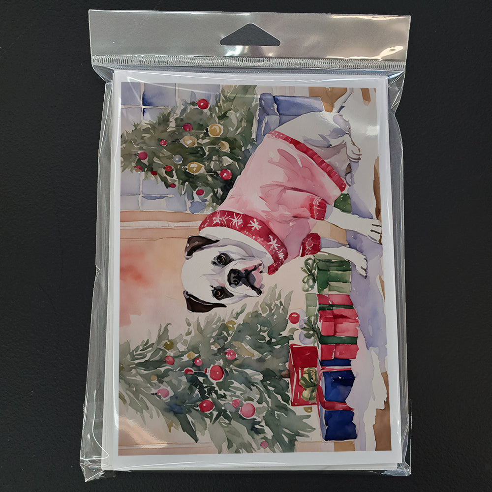 White Boxer Christmas Greeting Cards Pack of 8 Blank Cards with Envelopes Whimsical A7 Size 5x7