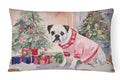 White Boxer Christmas Decorative Throw Pillow 12x16 Indoor Outdoor Accent Cushion, Fabric Cover with Insert for Sofa, Bed, Porch & Living Room