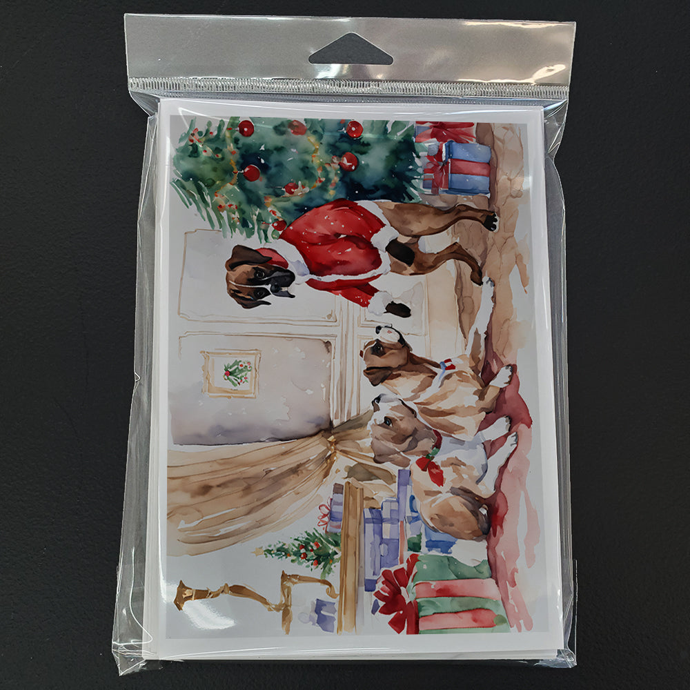 Fawn Boxer Christmas Greeting Cards Pack of 8 Blank Cards with Envelopes Whimsical A7 Size 5x7