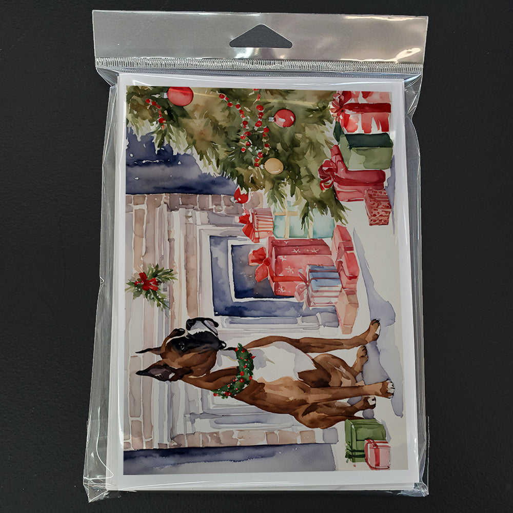 Fawn Boxer Christmas Greeting Cards Pack of 8 Blank Cards with Envelopes Whimsical A7 Size 5x7