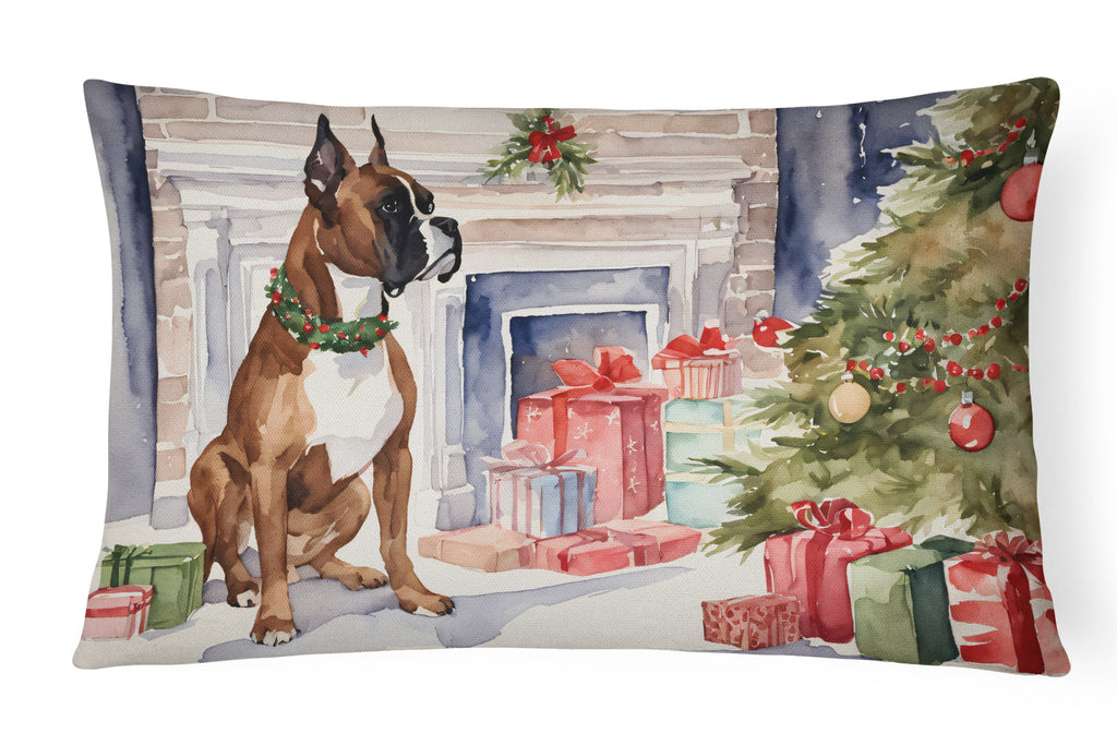 Fawn Boxer Christmas Decorative Throw Pillow 12x16 Indoor Outdoor Accent Cushion, Fabric Cover with Insert for Sofa, Bed, Porch & Living Room
