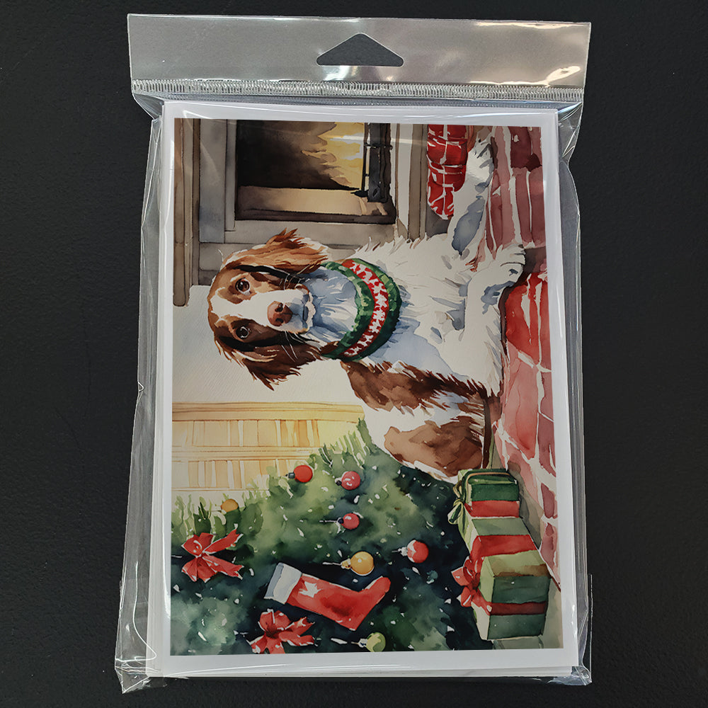 Brittany Spaniel Christmas Greeting Cards Pack of 8 Blank Cards with Envelopes Whimsical A7 Size 5x7
