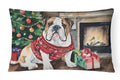 English Bulldog Christmas Decorative Throw Pillow 12x16 Indoor Outdoor Accent Cushion, Fabric Cover with Insert for Sofa, Bed, Porch & Living Room