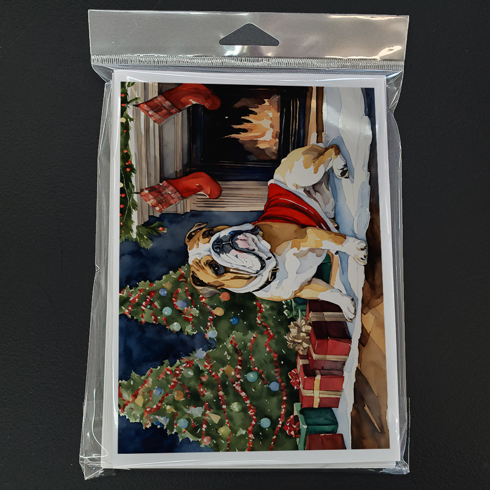 English Bulldog Christmas Greeting Cards Pack of 8 Blank Cards with Envelopes Whimsical A7 Size 5x7