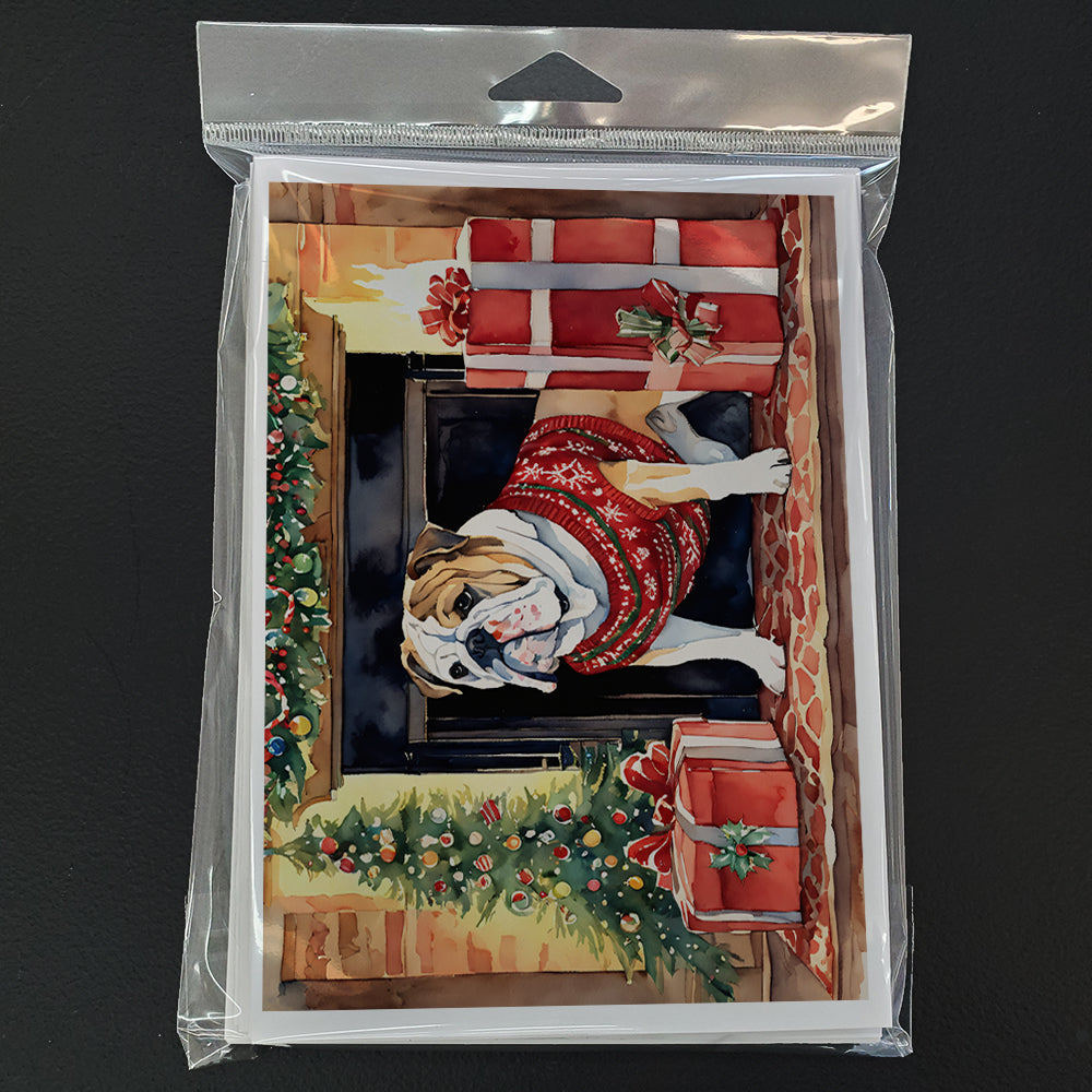 English Bulldog Christmas Greeting Cards Pack of 8 Blank Cards with Envelopes Whimsical A7 Size 5x7