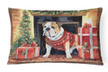 English Bulldog Christmas Decorative Throw Pillow 12x16 Indoor Outdoor Accent Cushion, Fabric Cover with Insert for Sofa, Bed, Porch & Living Room