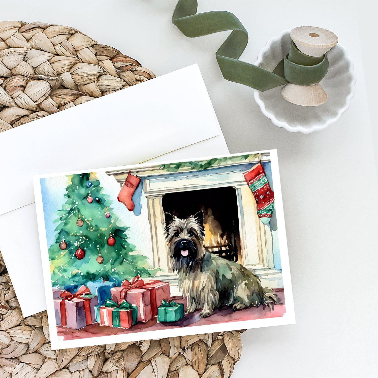 Cairn Terrier Christmas Greeting Cards Pack of 8 Blank Cards with Envelopes Whimsical A7 Size 5x7