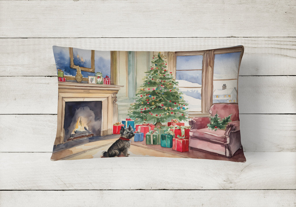 Cairn Terrier Christmas Decorative Throw Pillow 12x16 Indoor Outdoor Accent Cushion, Fabric Cover with Insert for Sofa, Bed, Porch & Living Room