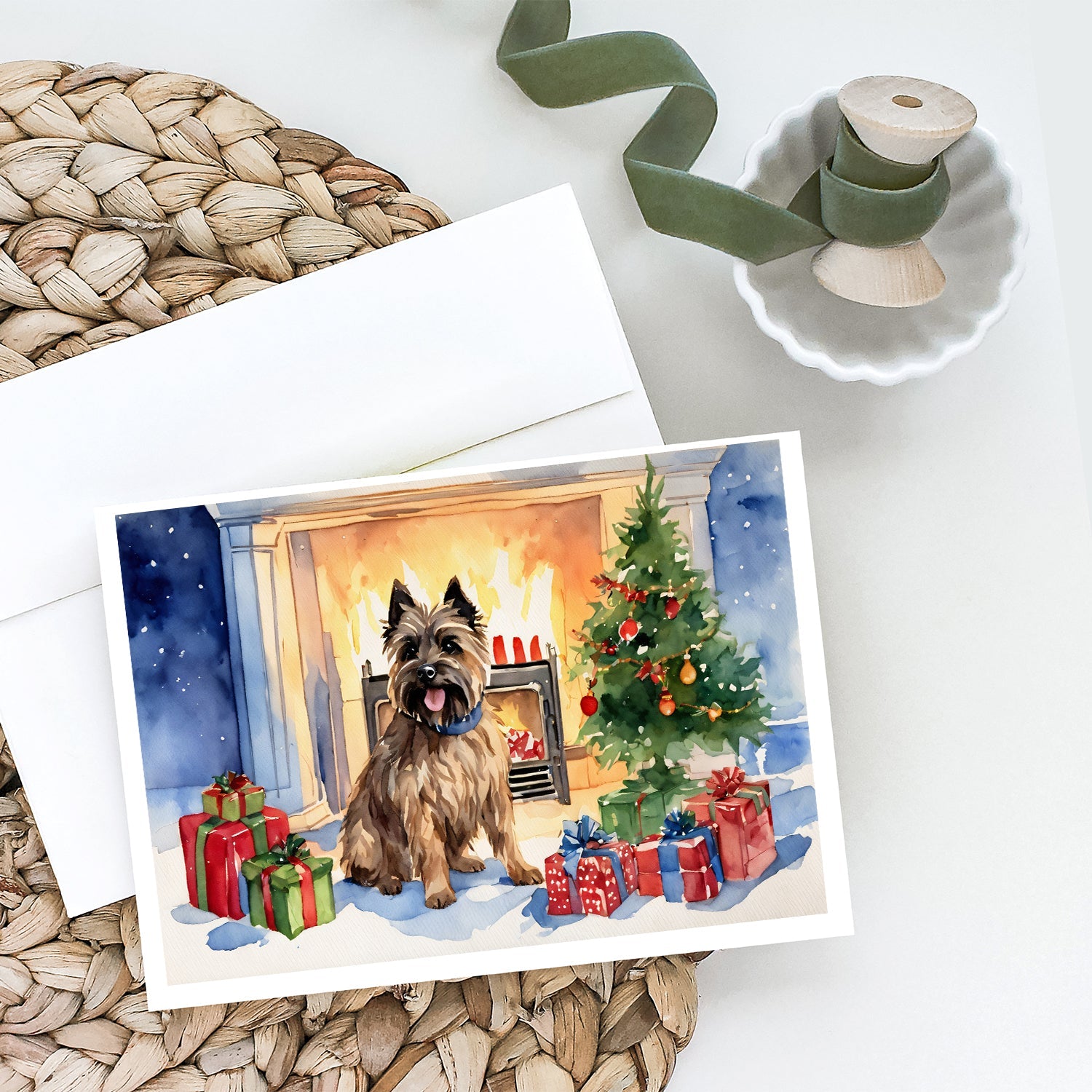 Cairn Terrier Christmas Greeting Cards Pack of 8 Blank Cards with Envelopes Whimsical A7 Size 5x7