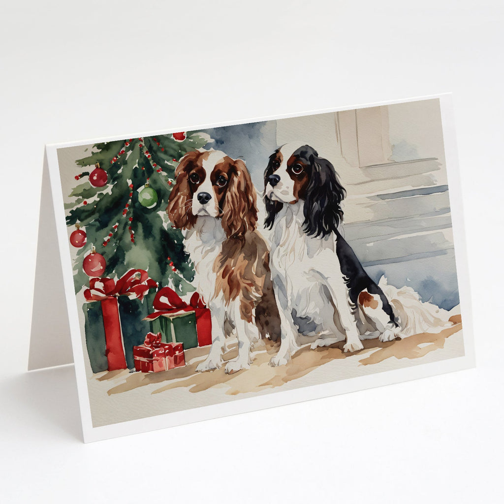 Cavalier Spaniel Christmas Greeting Cards Pack of 8 Blank Cards with Envelopes Whimsical A7 Size 5x7