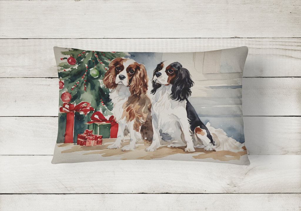 Cavalier Spaniel Christmas Decorative Throw Pillow 12x16 Indoor Outdoor Accent Cushion, Fabric Cover with Insert for Sofa, Bed, Porch & Living Room